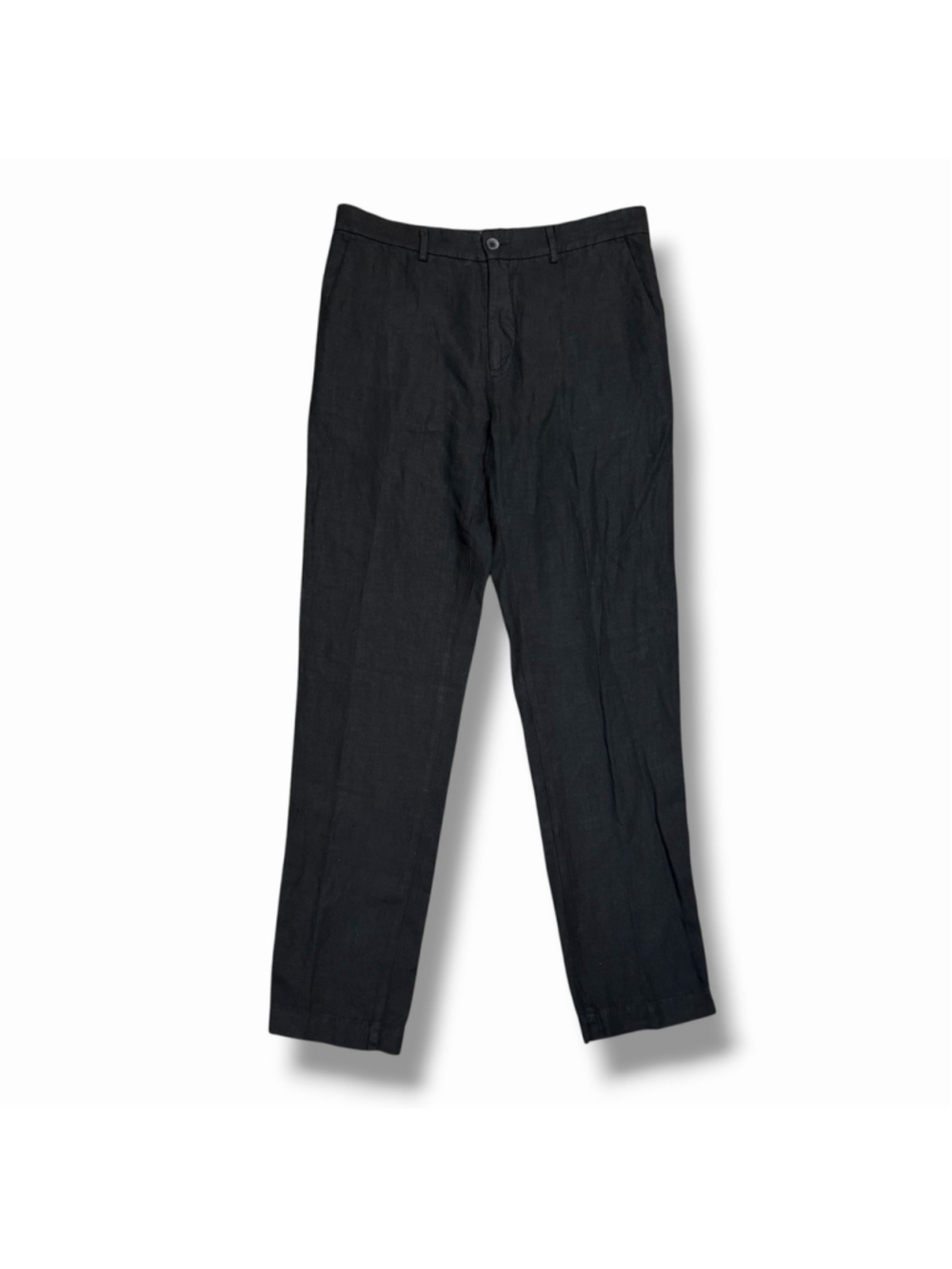 120% Lino NWT Mens Black IT50 (fits 34) Trousers Tapered Luxury Coastal Summer